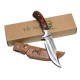 Couteau Bushcraft Elk Ridge Hunter Lame Acier 440 Manche Bois Etui Cuir ER052 - Livraison Gratuite