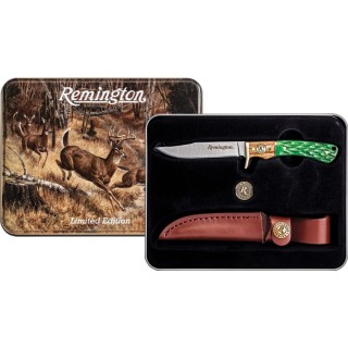 Couteau De Chasse Remington Whitetails Cutover Gift Tin Lame Acier 440 Manche Os Etui Cuir R15717 - Livraison Gratuite