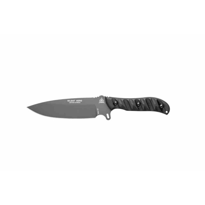Couteau Tops Silent Hero 03 Lame Acier Carbone 1095 Manche Micarta Etui Cuir Made In USA TPHERO03C - Livraison Gratuite