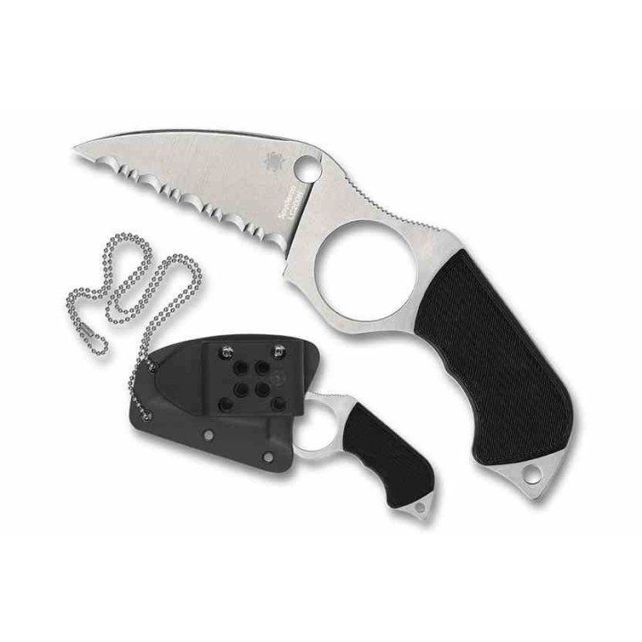 Couteau Spyderco Swick 5 Lame Acier LC200N Wharncliffe Serr Manche G10 Etui Boltaron Made USA SCFB14S5 - Livraison Gratuite