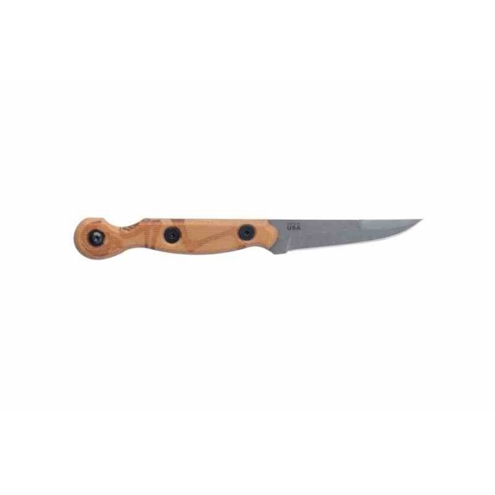 Couteau TOPS El Pionero Tan Lame Acier Carbone 1095 Manche Micarta Etui Kydex Made USA TPELPO01 - Livraison Gratuite