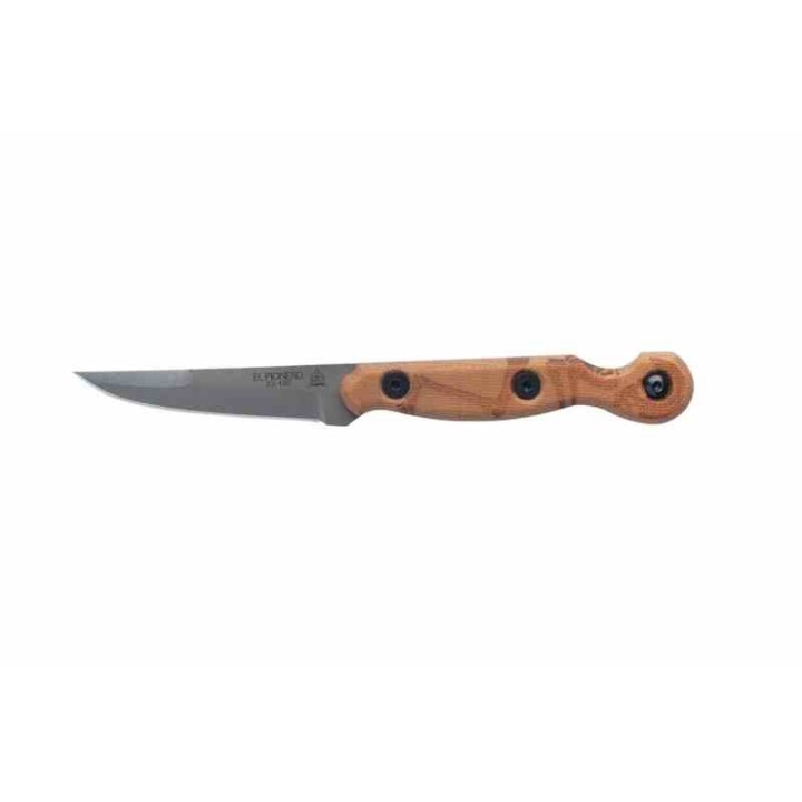 Couteau TOPS El Pionero Tan Lame Acier Carbone 1095 Manche Micarta Etui Kydex Made USA TPELPO01 - Livraison Gratuite