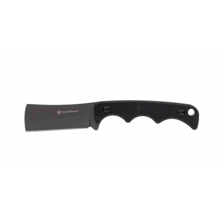 Lot de 2 Couteau de Cou Neck Smith&Wesson H.R.T. Cleaver Lame Acier 8Cr13MoV Etui Nylon SW1193153 - Livraison Gratuite