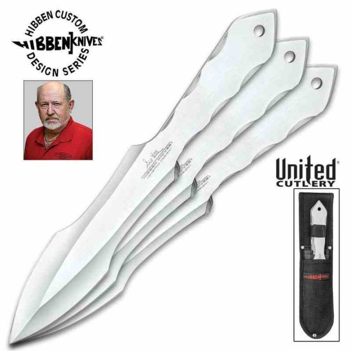 Lot de 3 Couteaux de Lancer United Cutlery Gil Hibben 3 Piece Gen III Pro Acier 3Cr13 Etui Nylon GH5071 - Livraison Gratuite