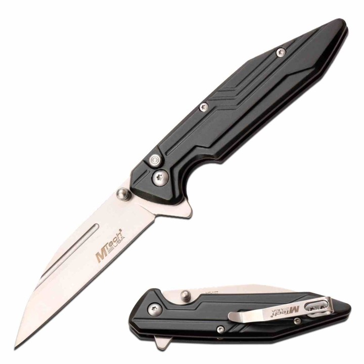Couteau Mtech Wharncliffe Lame Acier 3Cr13 Manche Alum IKBS Button Lock Clip MT1177BK - Livraison Gratuite