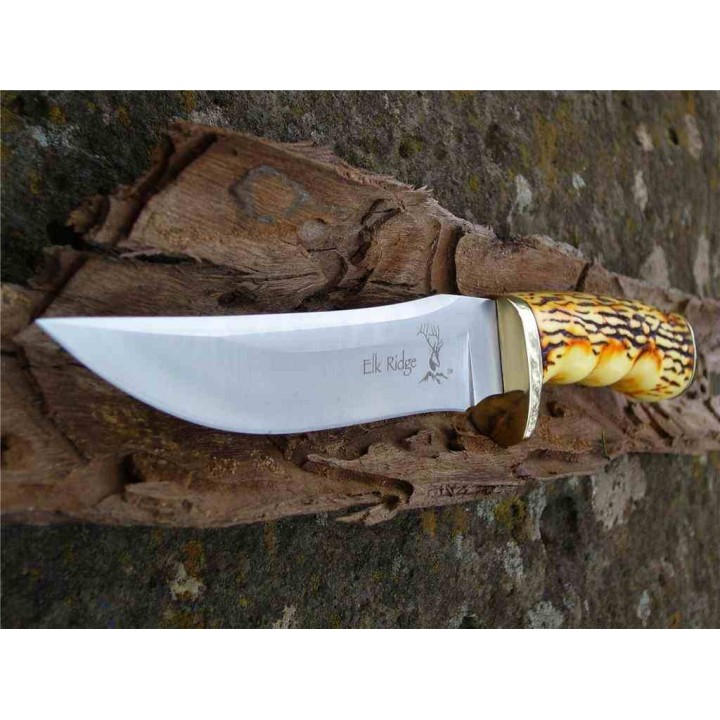 Couteau Elk Ridge Skinner Lame Acier 3Cr13 Manche Abs Etui Cuir ER027 - Livraison Gratuite