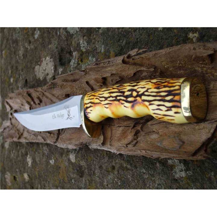 Couteau Elk Ridge Skinner Lame Acier 3Cr13 Manche Abs Etui Cuir ER027 - Livraison Gratuite