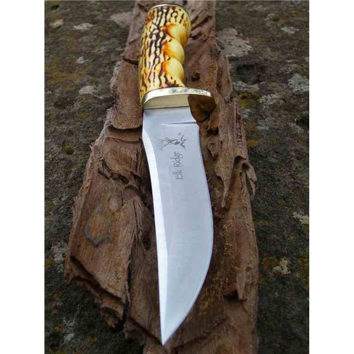 Couteau Elk Ridge Skinner Lame Acier 3Cr13 Manche Abs Etui Cuir ER027 - Livraison Gratuite