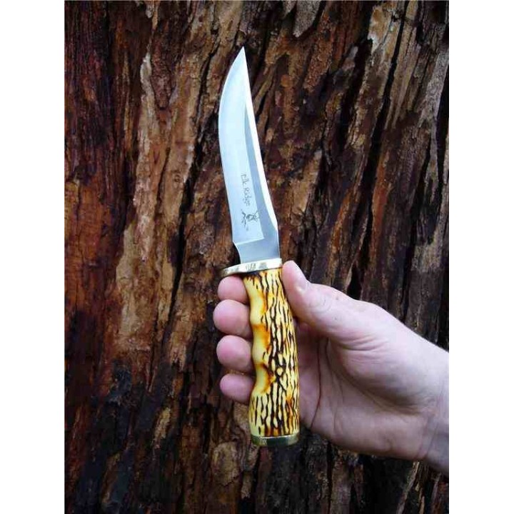 Couteau Elk Ridge Skinner Lame Acier 3Cr13 Manche Abs Etui Cuir ER027 - Livraison Gratuite