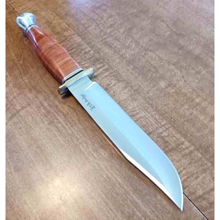 Couteau de Chasse Survie Elk Ridge Outskirt Lame Acier 8Cr13MoV Manche & Etui Cuir ER20032LBR - Livraison Gratuite