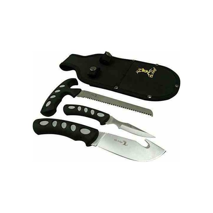 Set de 3 Couteaux de Chasse Elk Ridge Hunting Set Lames Acier 3Cr13 Manche Abs Etui Nylon ER252 - Livraison Gratuite