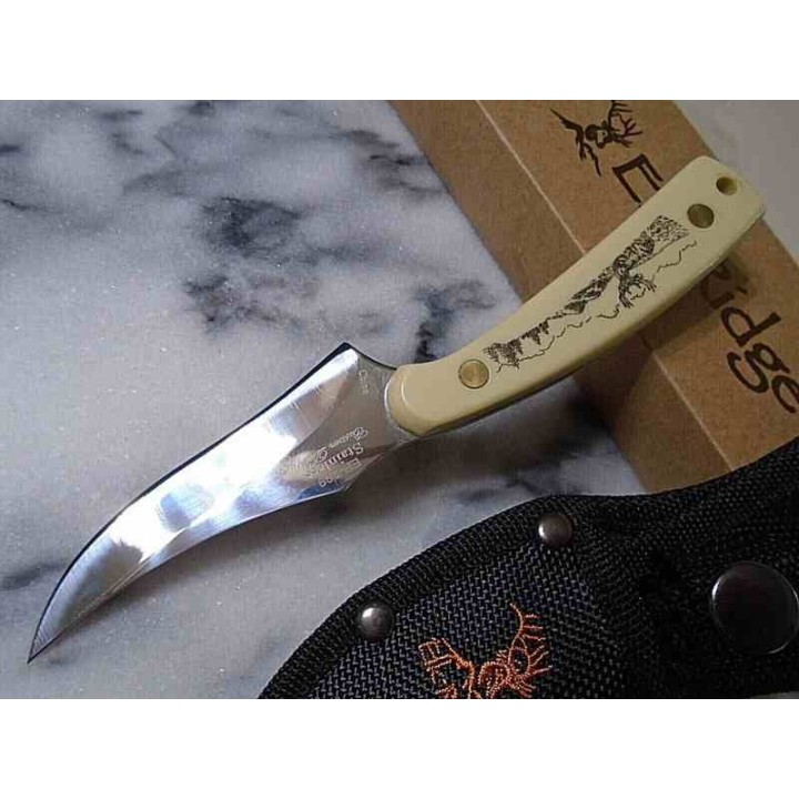 Lot de 2 Couteau Elk Ridge Skinner Lame Acier 3Cr13 Manche Avec Décor Etui Nylon ER299IV - Livraison Gratuite