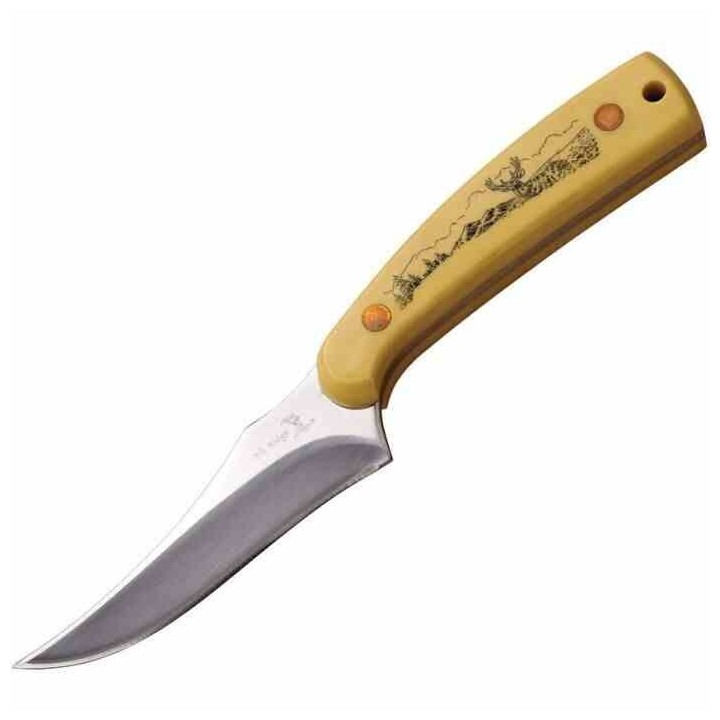 Lot de 2 Couteau Elk Ridge Skinner Lame Acier 3Cr13 Manche Avec Décor Etui Nylon ER299IV - Livraison Gratuite