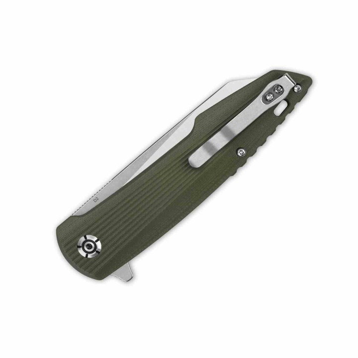 Couteau QSP Phoenix Green Lame Acier D2 Manche G10 IKBS Linerlock Clip QS108B1 - Livraison Gratuite