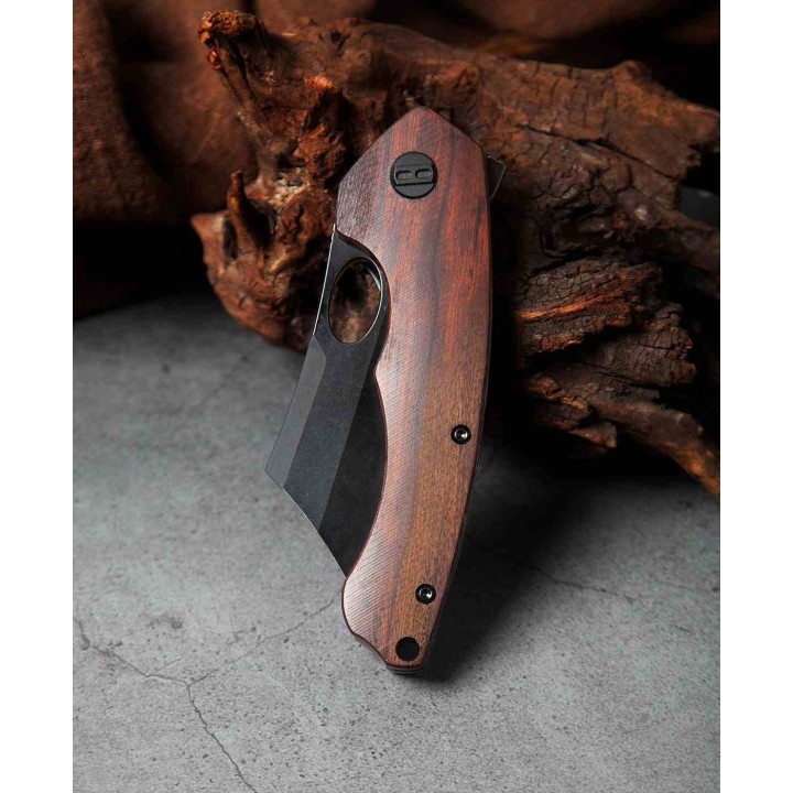 Couteau Bestech Skirmish Ironwood Manche Bois Lame Cleaver Acier 154CM IKBS Linerlock Clip BTKL06D - Livraison Gratuite