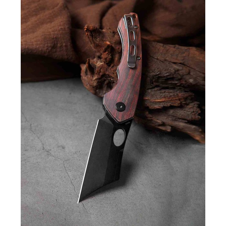 Couteau Bestech Skirmish Ironwood Manche Bois Lame Cleaver Acier 154CM IKBS Linerlock Clip BTKL06D - Livraison Gratuite