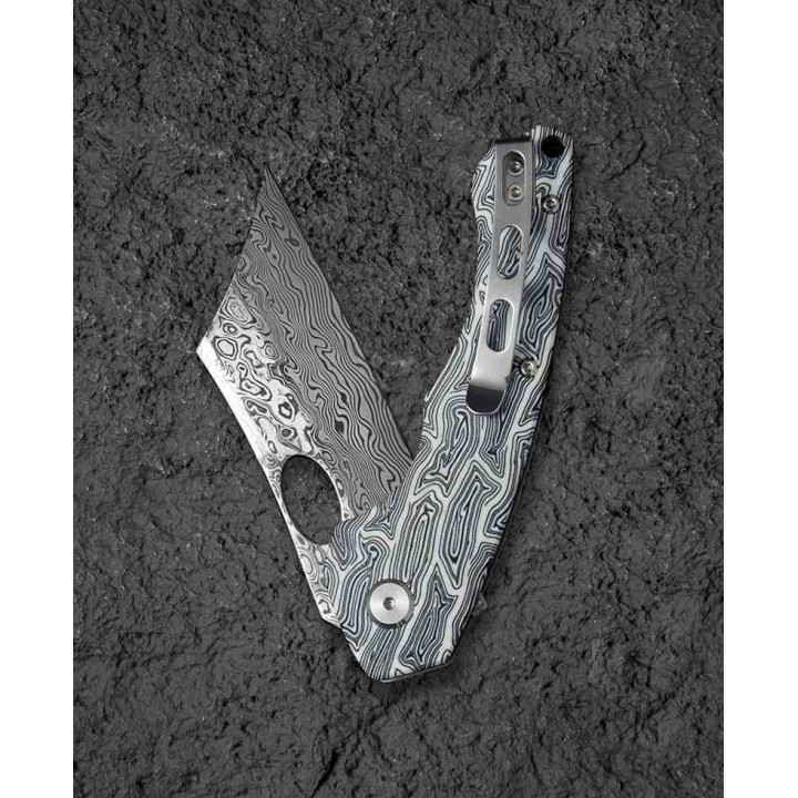 Couteau Bestech Skirmish Black/White Damas Lame Cleaver Manche G10 IKBS Linerlock Clip BTKL07A - Livraison Gratuite