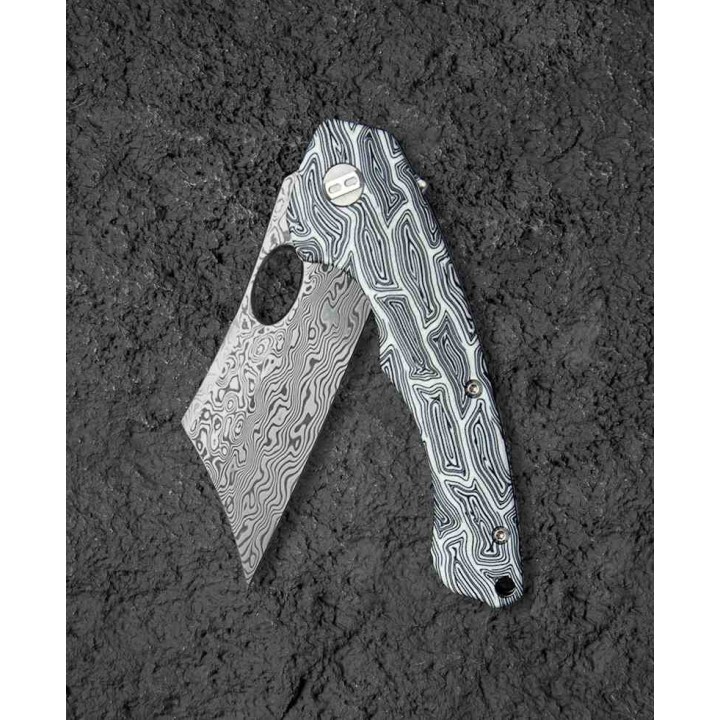 Couteau Bestech Skirmish Black/White Damas Lame Cleaver Manche G10 IKBS Linerlock Clip BTKL07A - Livraison Gratuite