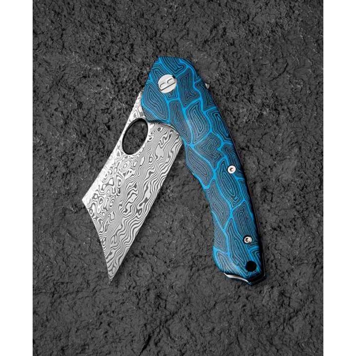 Couteau Bestech Skirmish Black/Blue Damas Lame Cleaver Manche G10 IKBS Linerlock Clip BTKL07B - Livraison Gratuite