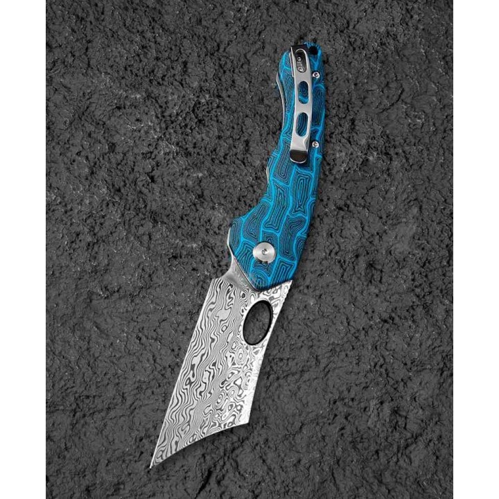 Couteau Bestech Skirmish Black/Blue Damas Lame Cleaver Manche G10 IKBS Linerlock Clip BTKL07B - Livraison Gratuite