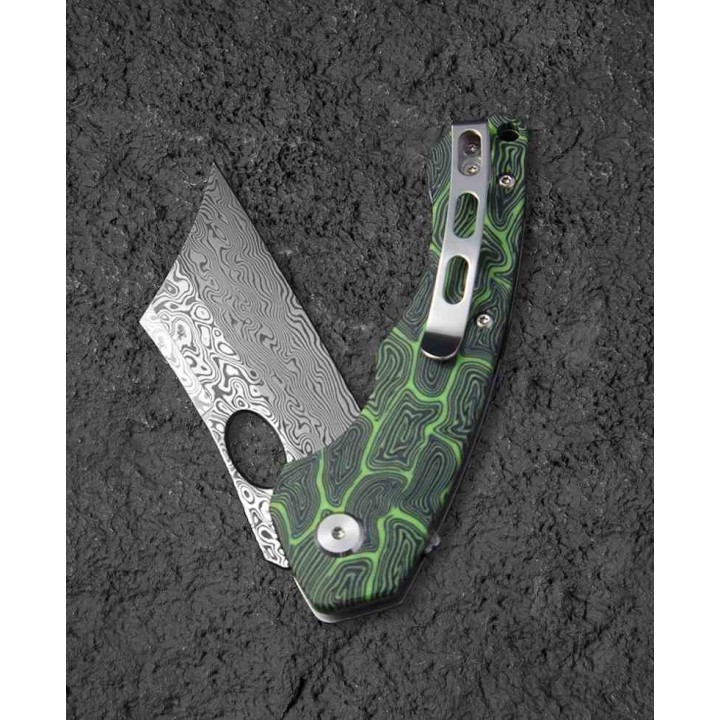 Couteau Bestech Skirmish Black/Green Damas Lame Cleaver Manche G10 IKBS Linerlock Clip BTKL07C - Livraison Gratuite