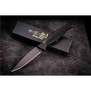 Couteau Automatique Piranha DNA Auto Black Lame Acier CPM S30V Manche Alum Button Lock USA PKCP16BKT - Livraison Gratuite