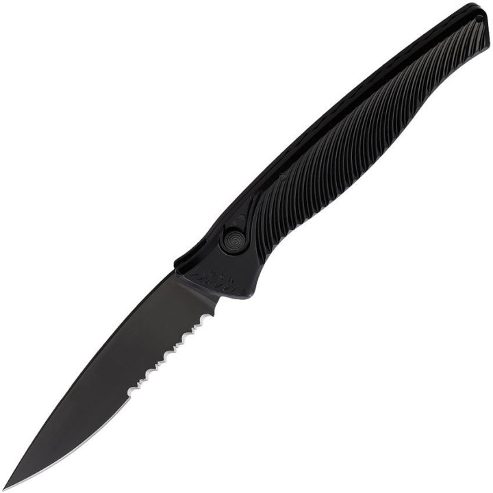 Couteau Automatique Piranha DNA Auto Black Lame Acier CPM S30V Manche Alum Button Lock USA PKCP16BKTS - Livraison Gratuite