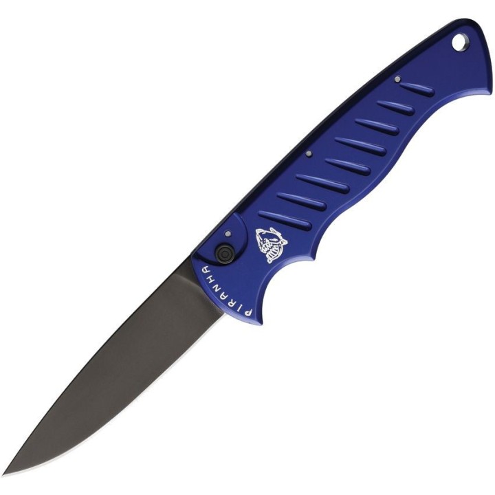 Couteau Automatique Piranha P1 Blue Lame Acier 154CM Manche Alum Button Lock USA PKCP1BT - Livraison Gratuite