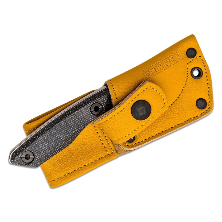 Couteau Gerber Stowe Lame Acier 440 Clip Point Manche Micarta Etui Cuir G1905 - Livraison Gratuite