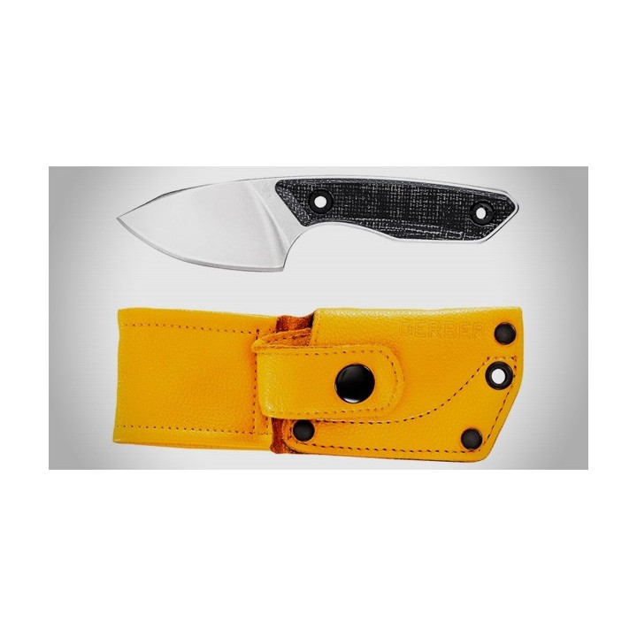 Couteau Gerber Stowe Lame Acier 440 Clip Point Manche Micarta Etui Cuir G1905 - Livraison Gratuite