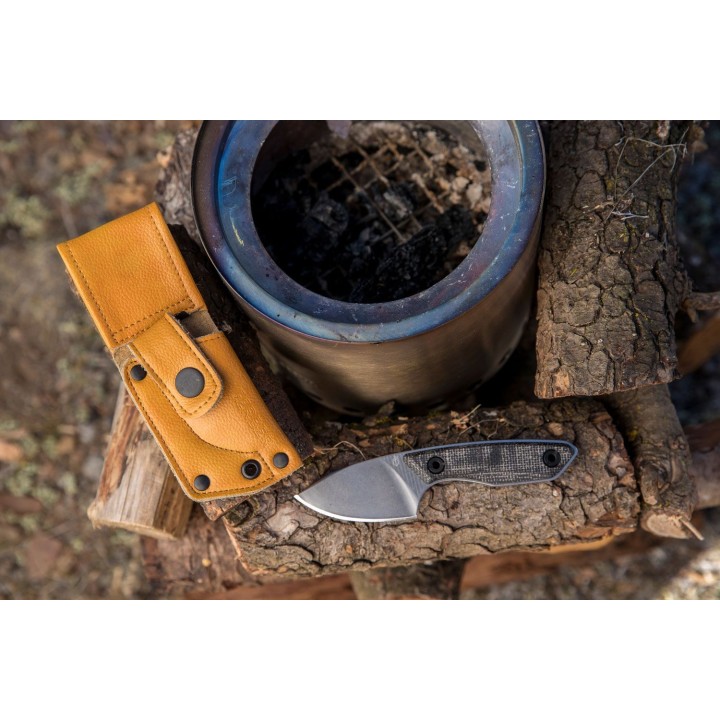 Couteau Gerber Stowe Lame Acier 440 Clip Point Manche Micarta Etui Cuir G1905 - Livraison Gratuite