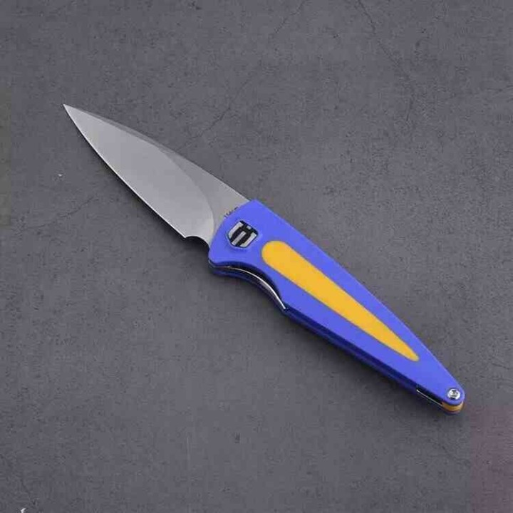 Couteau Shieldon Colibri Blue/Yellow Manche G10 Lame Acier 154CM IKBS Linerlock Clip SHIMT01A - Livraison Gratuite