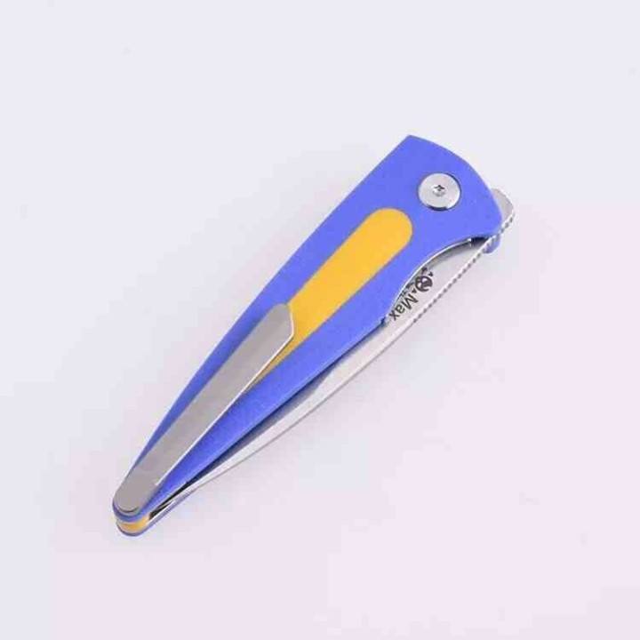 Couteau Shieldon Colibri Blue/Yellow Manche G10 Lame Acier 154CM IKBS Linerlock Clip SHIMT01A - Livraison Gratuite