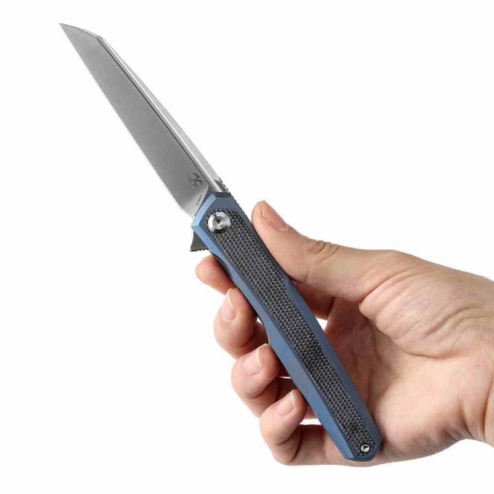 Couteau Kansept Arcus Blue Manche Titane/Micarta Lame Acier CPM-S35VN IKBS Framelock Clip K1046A3 - Livraison Gratuite