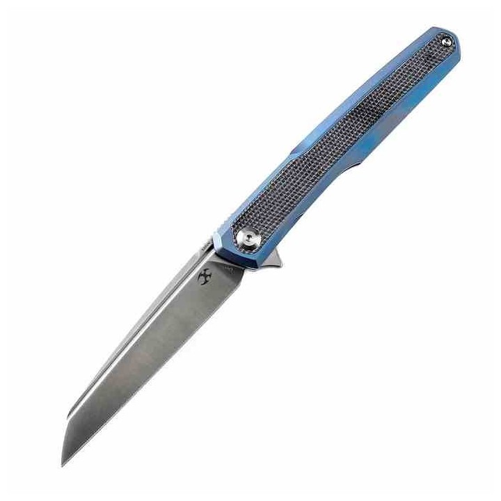 Couteau Kansept Arcus Blue Manche Titane/Micarta Lame Acier CPM-S35VN IKBS Framelock Clip K1046A3 - Livraison Gratuite