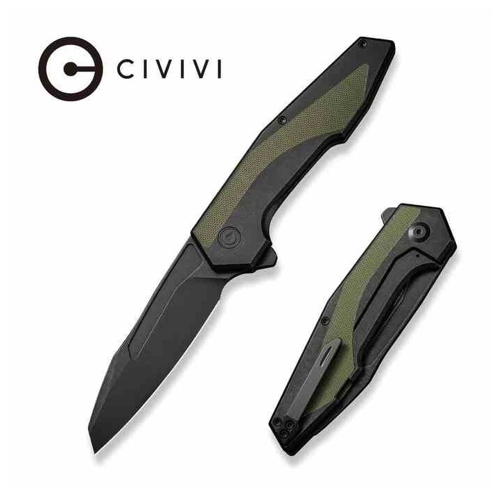 Couteau Civivi Hypersonic OD Green Lame Tanto Reverse Acier 14C28N Manche Acier/G10 IKBS Clip CIVC220111 - Livraison Gratuite