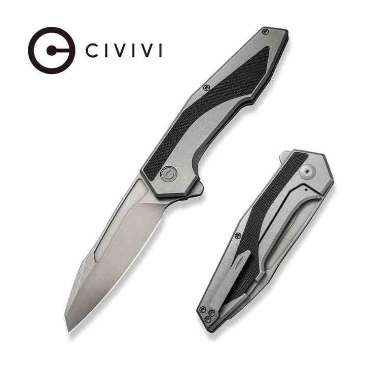 Couteau Civivi Hypersonic Black Lame Tanto Reverse Acier 14C28N Manche Acier/G10 IKBS Clip CIVC220112 - Livraison Gratuite