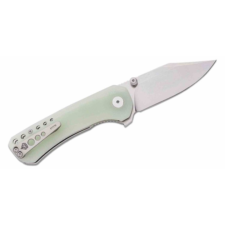 Couteau QSP Kestrel Jade Lame Acier 14C28N SW Clip Point Manche G10 IKBS Linerlock Clip QS145B1 - Livraison Gratuite