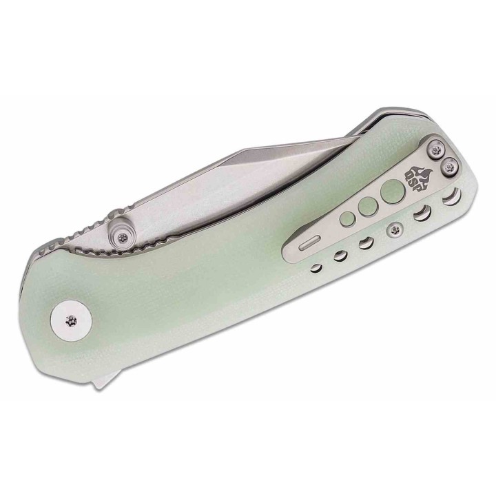 Couteau QSP Kestrel Jade Lame Acier 14C28N SW Clip Point Manche G10 IKBS Linerlock Clip QS145B1 - Livraison Gratuite
