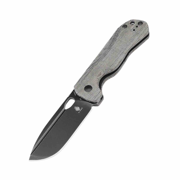 Couteau Kizer Cutlery Bugai Lame Acier CPM-3V Black Drop Point Manche Micarta IKBS Linerlock CLip KIV3627A1 - Livraison Gratuite