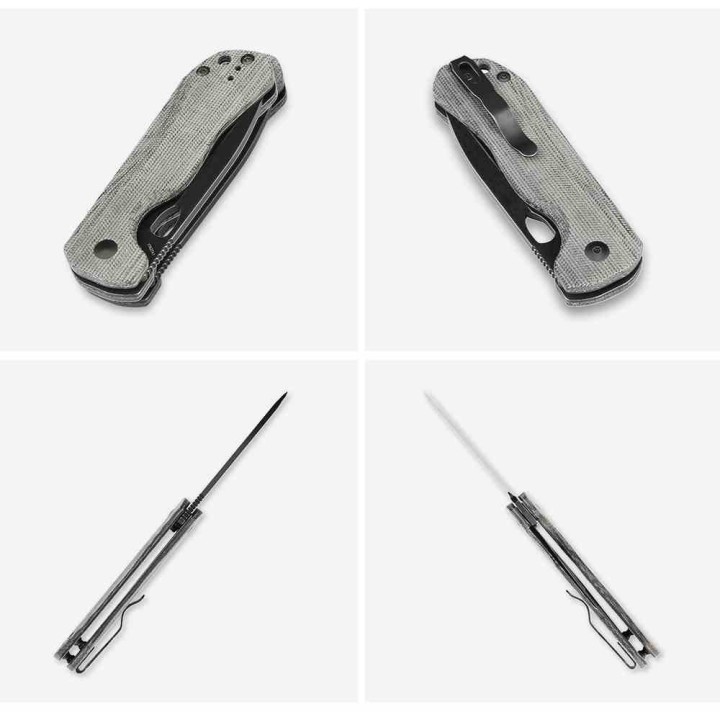 Couteau Kizer Cutlery Bugai Lame Acier CPM-3V Black Drop Point Manche Micarta IKBS Linerlock CLip KIV3627A1 - Livraison Gratuite