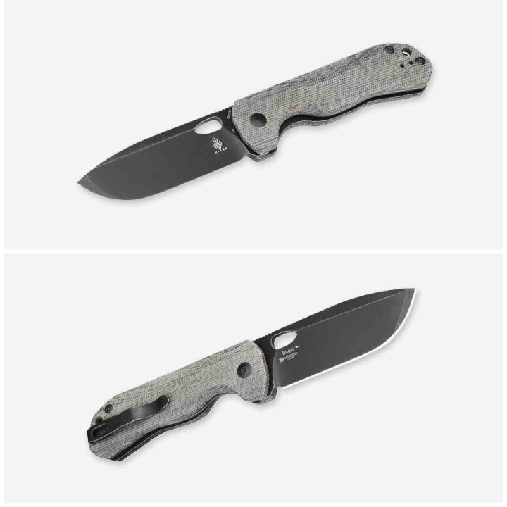 Couteau Kizer Cutlery Bugai Lame Acier CPM-3V Black Drop Point Manche Micarta IKBS Linerlock CLip KIV3627A1 - Livraison Gratuite