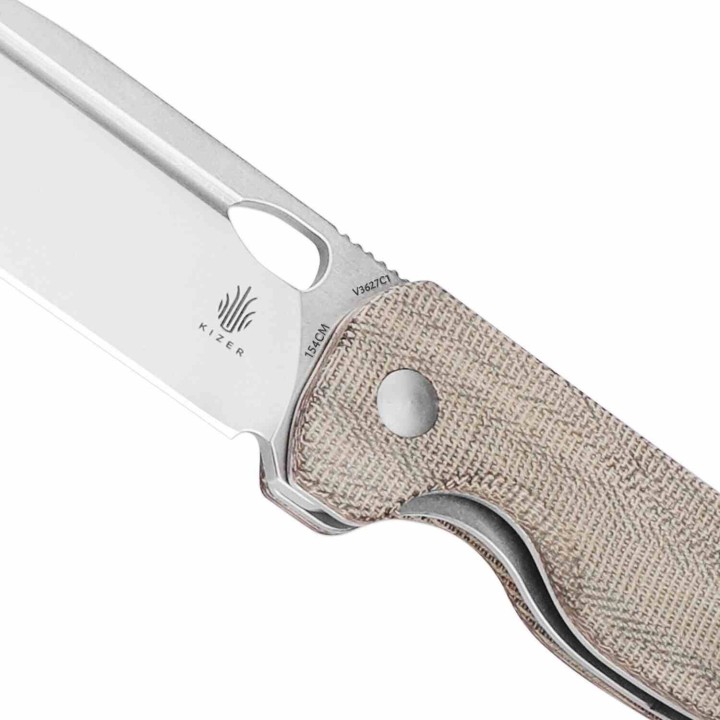 Couteau Kizer Cutlery Bugai Lame Acier 154CM Stonewash Drop Point Manche Micarta IKBS CLip KIV3627C1 - Livraison Gratuite