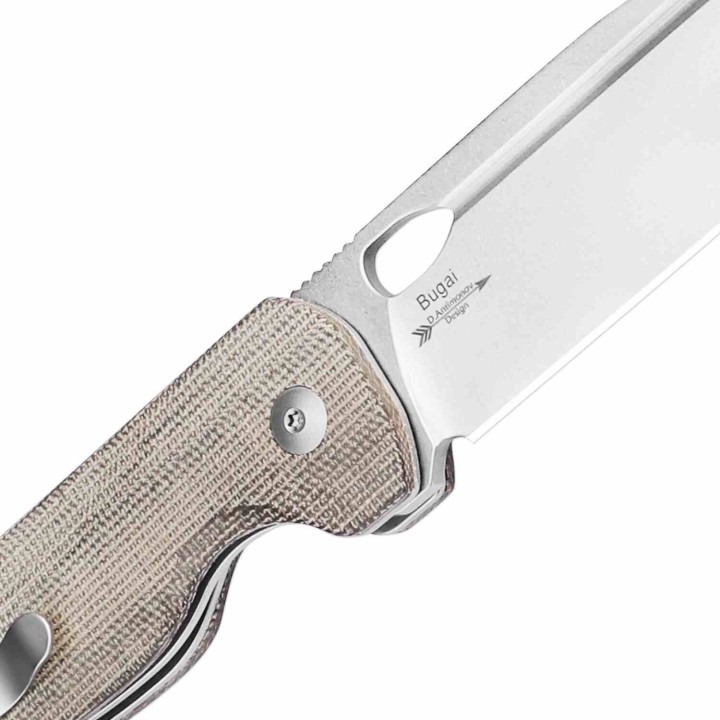 Couteau Kizer Cutlery Bugai Lame Acier 154CM Stonewash Drop Point Manche Micarta IKBS CLip KIV3627C1 - Livraison Gratuite