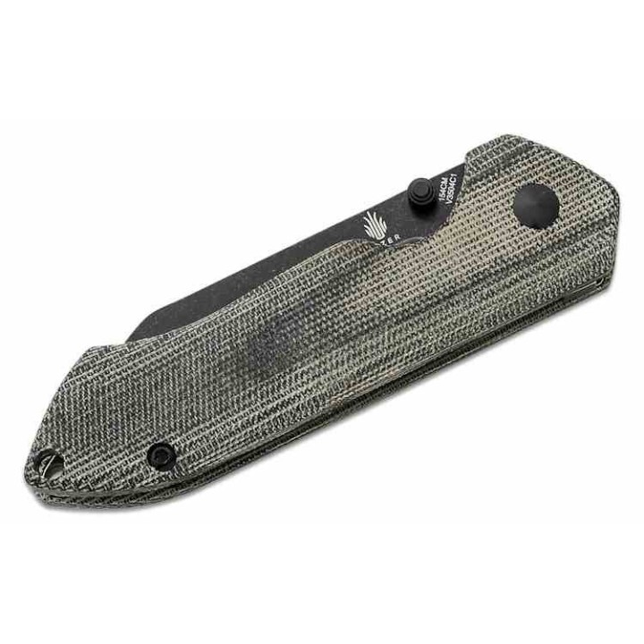 Couteau Kizer Guru Black Lame Acier 154CM Manche Micarta IKBS Linerlock Clip KIV3504C1 - Livraison Gratuite
