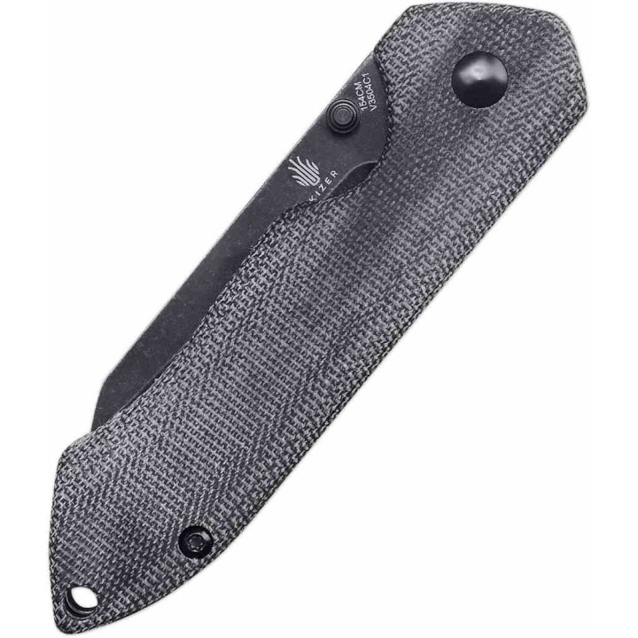 Couteau Kizer Guru Black Lame Acier 154CM Manche Micarta IKBS Linerlock Clip KIV3504C1 - Livraison Gratuite