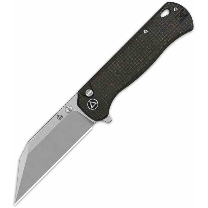 Couteau QSP Swordfish Brown Lame Wharncliffe Acier 14C28N Manche Micarta IKBS Button Lock Clip QS149C1 - Livraison Gratuite