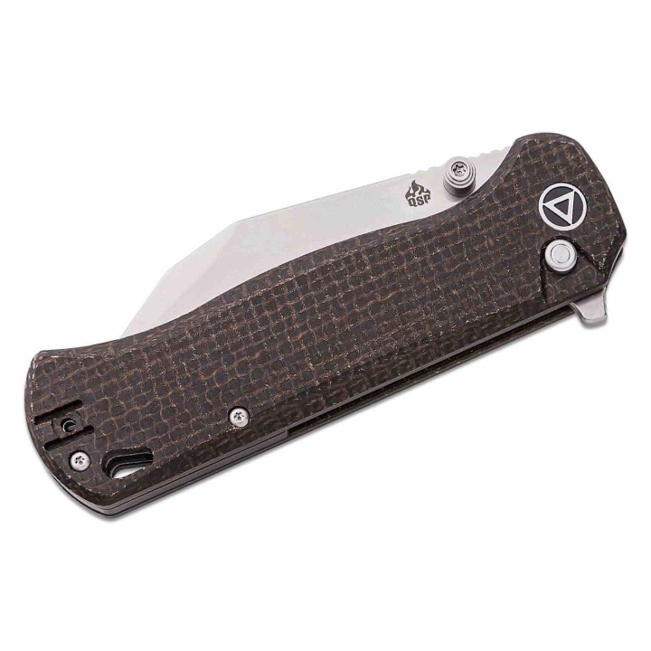 Couteau QSP Swordfish Brown Lame Wharncliffe Acier 14C28N Manche Micarta IKBS Button Lock Clip QS149C1 - Livraison Gratuite