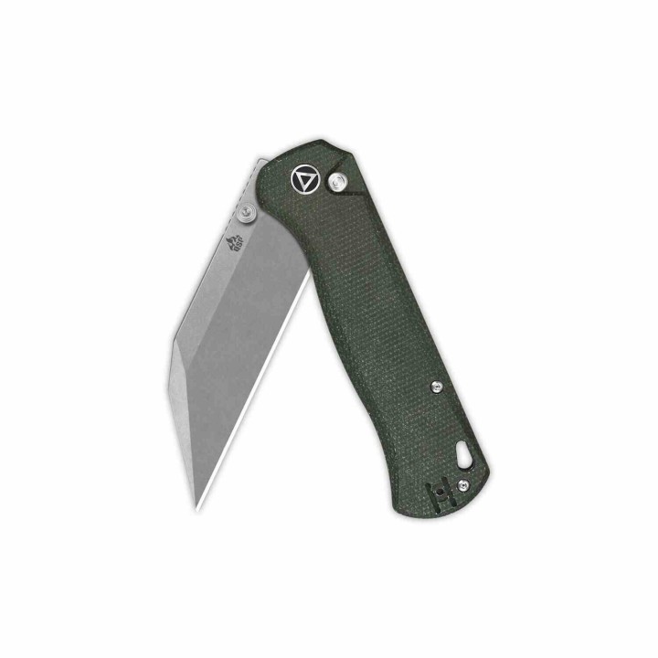 Couteau QSP Swordfish Green Lame Wharncliffe Acier 14C28N Manche Micarta IKBS Button Lock Clip QS149B1 - Livraison Gratuite