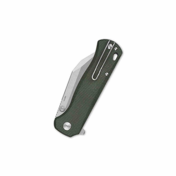 Couteau QSP Swordfish Green Lame Wharncliffe Acier 14C28N Manche Micarta IKBS Button Lock Clip QS149B1 - Livraison Gratuite